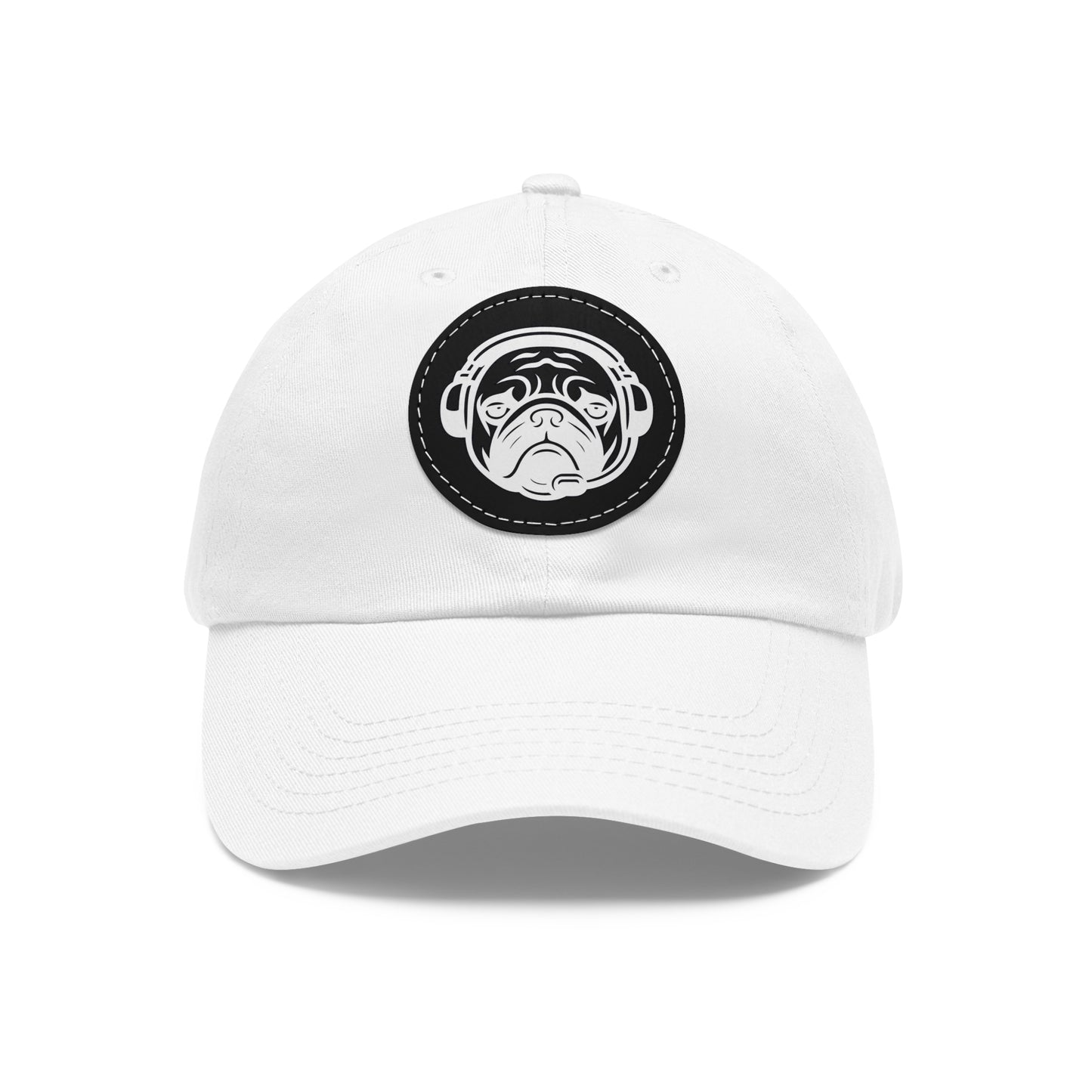 [White] Unisex Poogstek Hat with Leather Patch, Cute Pet Lover Cap, Gift for Dog Owners, Adjustable Baseball Cap, Fun Casual Headwear