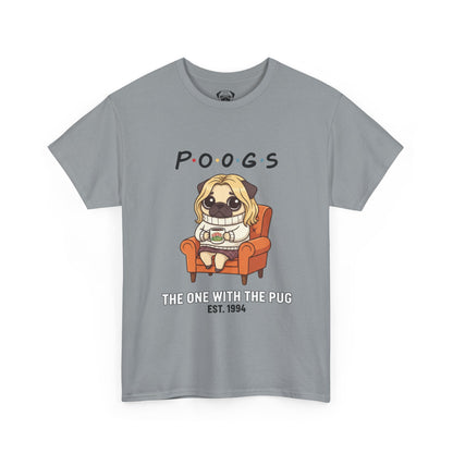 Cute Friends Poogs The One with The Pug Rachel Tee, Casual Dog Lover's T-Shirt, Gift for Pet Owners, Funny Friendship Shirt, Unisex Cotton Tee
