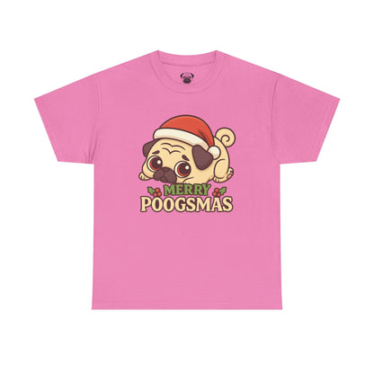 Cute Merry Poogsmas Pug Tee, Casual Dog Lover's T-Shirt, Christmas Gift for Pet Owners, Funny Friendship Shirt, Unisex Cotton Tee