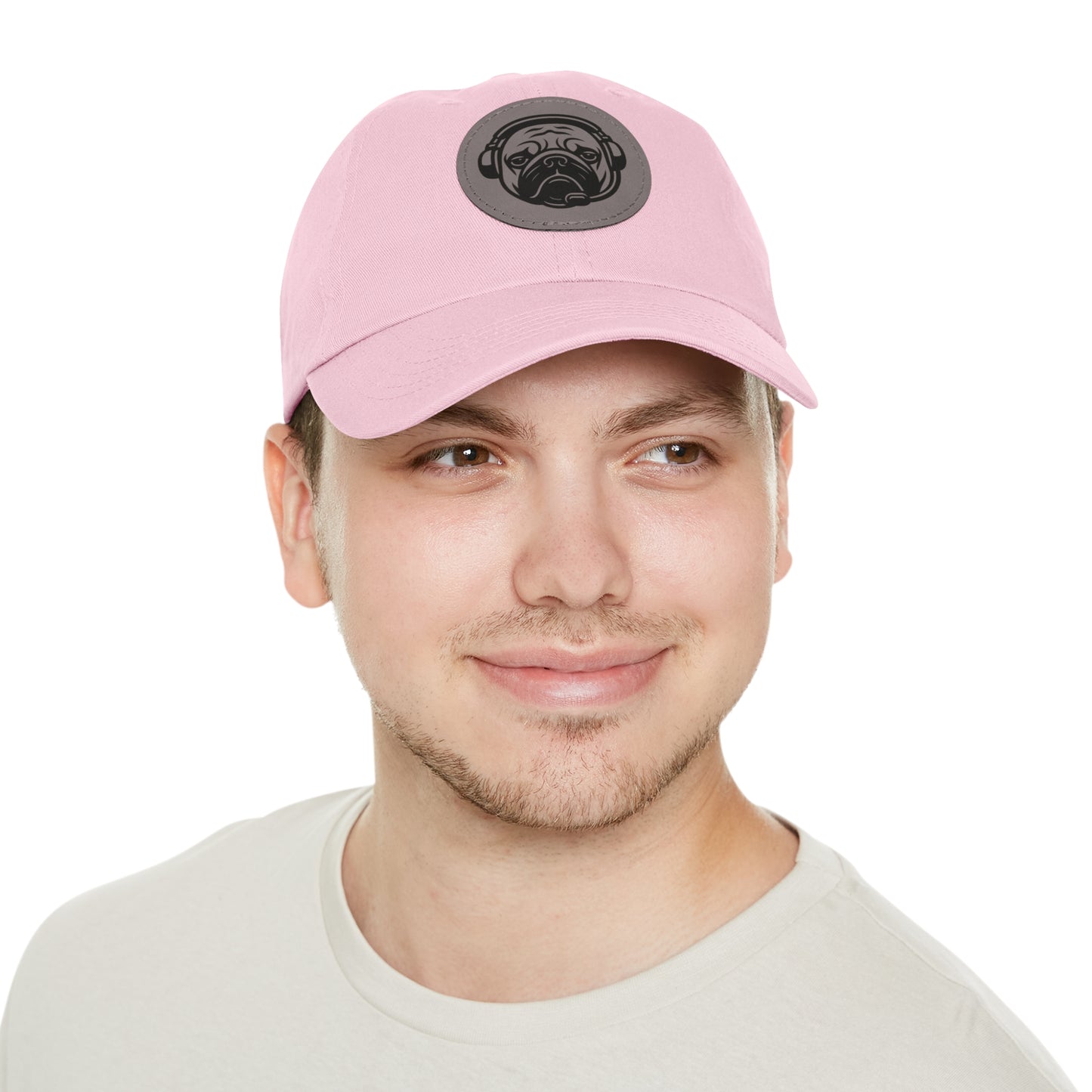 [Pink] Unisex Poogstek Hat with Leather Patch, Cute Pet Lover Cap, Gift for Dog Owners, Adjustable Baseball Cap, Fun Casual Headwear