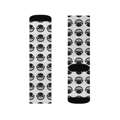[White] Poogstek Whimsical Sublimation Socks, Cozy Gift for Friends, Fun Fashion Accessory, Everyday Wear, Unique Patterned Socks