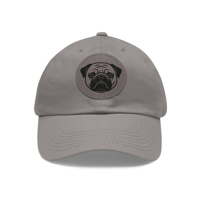 [Gray] Unisex Poogs Hat with Leather Patch, Cute Pet Lover Cap, Gift for Dog Owners, Adjustable Baseball Cap, Fun Casual Headwear