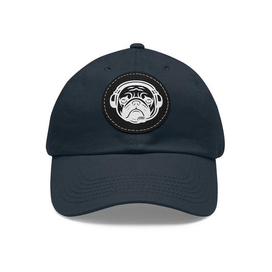 [Navy] Unisex Poogstek Hat with Leather Patch, Cute Pet Lover Cap, Gift for Dog Owners, Adjustable Baseball Cap, Fun Casual Headwear