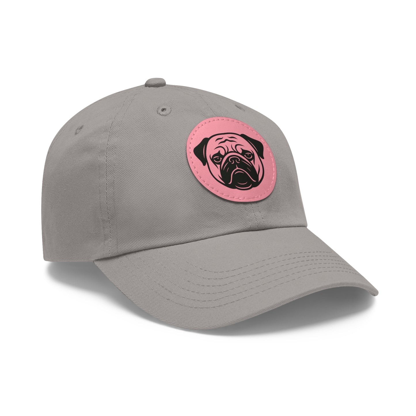 [Gray] Unisex Poogs Hat with Leather Patch, Cute Pet Lover Cap, Gift for Dog Owners, Adjustable Baseball Cap, Fun Casual Headwear
