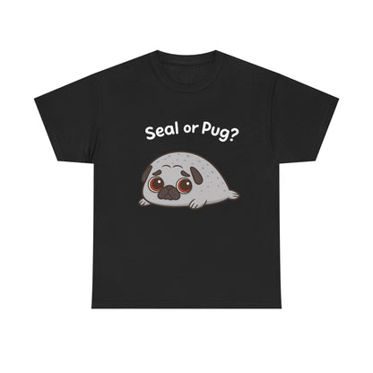 Cute Pug or Seal Tee, Casual Dog Lover's T-Shirt, Gift for Pet Owners, Funny Friendship Shirt, Unisex Cotton Tee