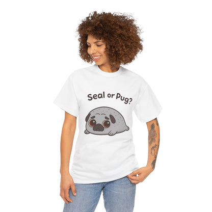 Cute Pug or Seal Tee, Casual Dog Lover's T-Shirt, Gift for Pet Owners, Funny Friendship Shirt, Unisex Cotton Tee
