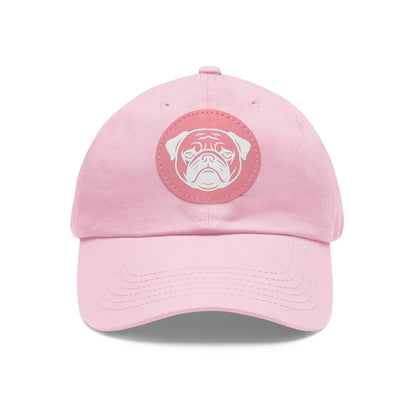 [Pink] Unisex Poogs Hat with Leather Patch, Cute Pet Lover Cap, Gift for Dog Owners, Adjustable Baseball Cap, Fun Casual Headwear