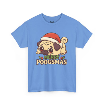 Cute Merry Poogsmas Pug Tee, Casual Dog Lover's T-Shirt, Christmas Gift for Pet Owners, Funny Friendship Shirt, Unisex Cotton Tee