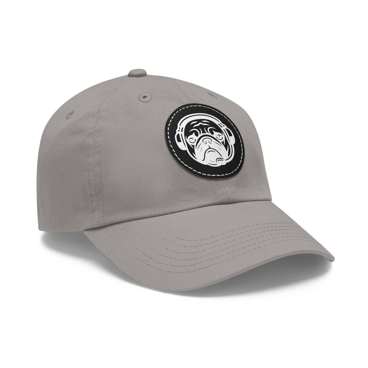 [Grey] Unisex Poogstek Hat with Leather Patch, Cute Pet Lover Cap, Gift for Dog Owners, Adjustable Baseball Cap, Fun Casual Headwear