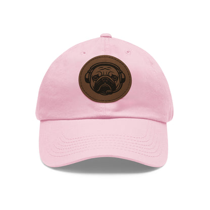 [Pink] Unisex Poogstek Hat with Leather Patch, Cute Pet Lover Cap, Gift for Dog Owners, Adjustable Baseball Cap, Fun Casual Headwear