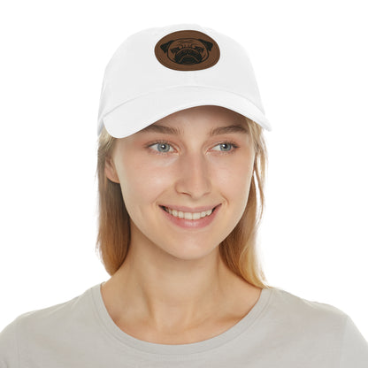 [White] Unisex Poogs Hat with Leather Patch, Cute Pet Lover Cap, Gift for Dog Owners, Adjustable Baseball Cap, Fun Casual Headwear