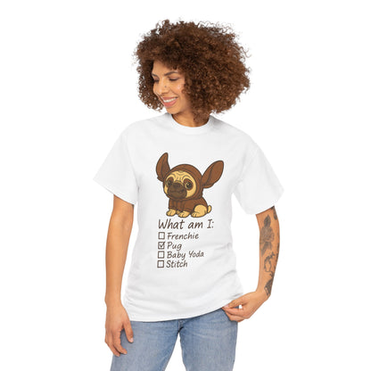 Pug Frenchie or Baby Yoda Tee, Casual Dog Lover's T-Shirt, Halloween Gift for Pet Owners, Funny Friendship Shirt, Unisex Cotton Tee