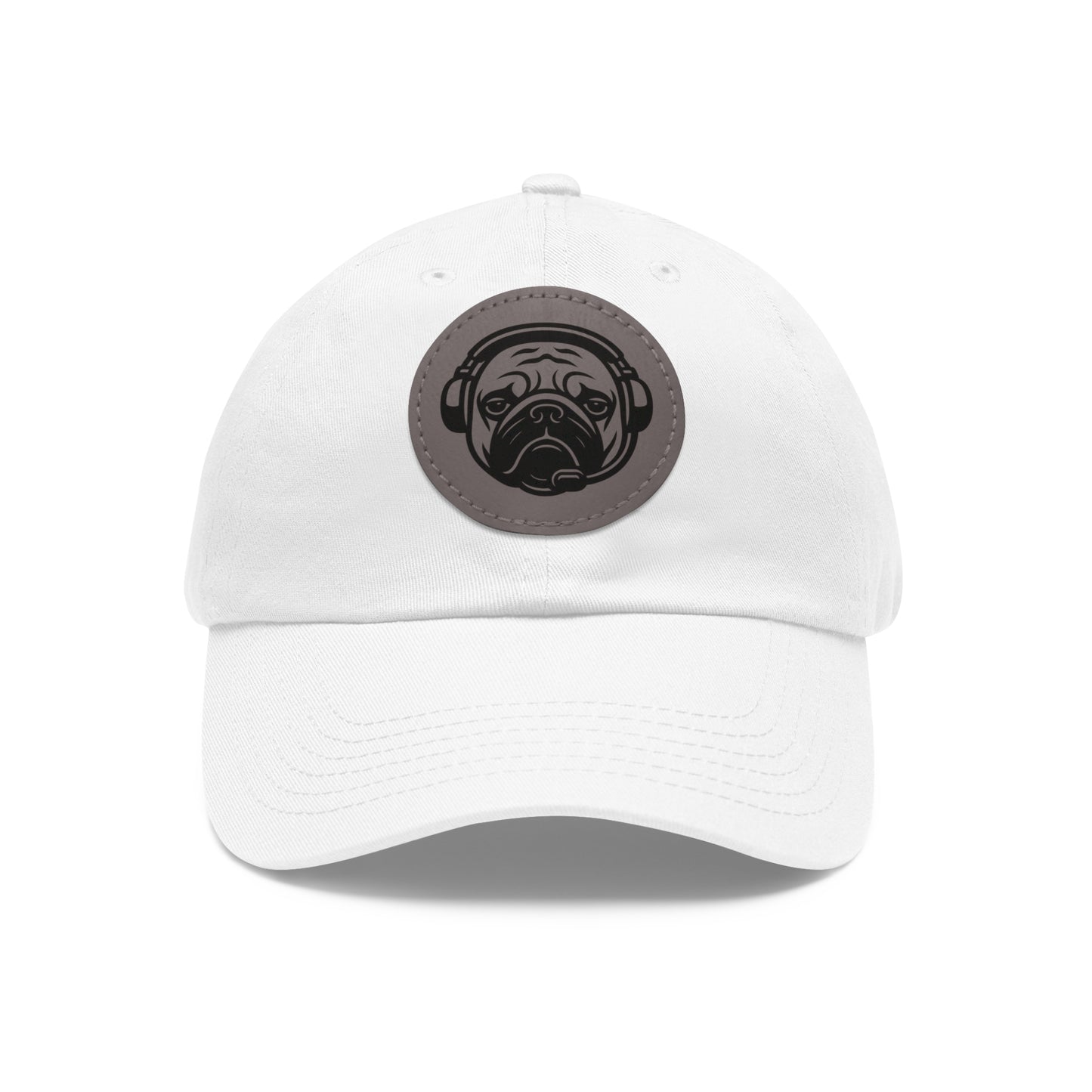 [White] Unisex Poogstek Hat with Leather Patch, Cute Pet Lover Cap, Gift for Dog Owners, Adjustable Baseball Cap, Fun Casual Headwear