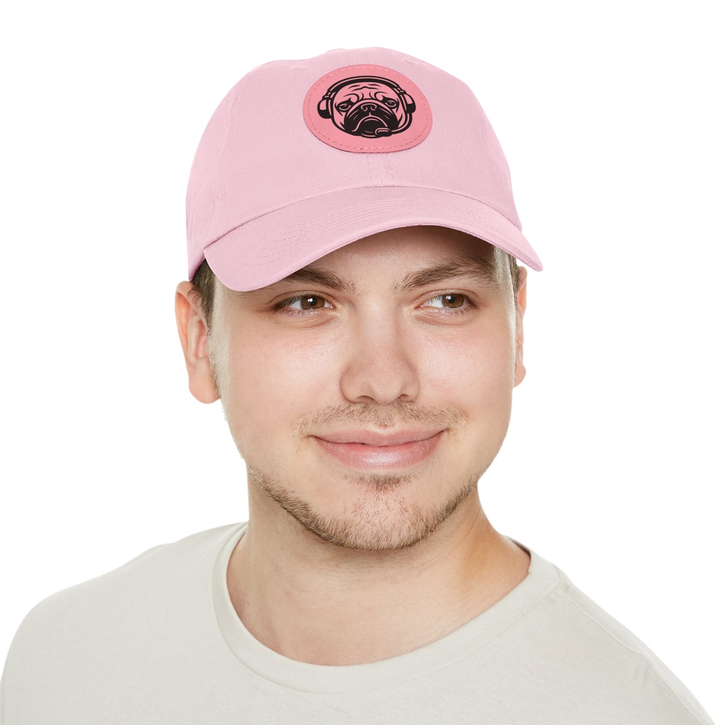 [Pink] Unisex Poogstek Hat with Leather Patch, Cute Pet Lover Cap, Gift for Dog Owners, Adjustable Baseball Cap, Fun Casual Headwear