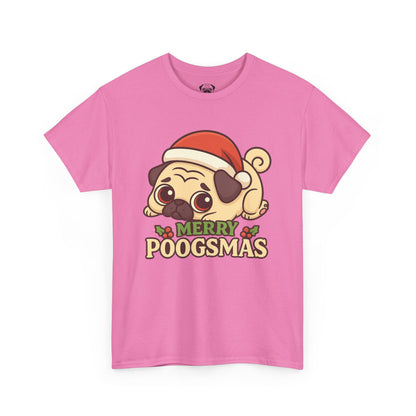 Cute Merry Poogsmas Pug Tee, Casual Dog Lover's T-Shirt, Christmas Gift for Pet Owners, Funny Friendship Shirt, Unisex Cotton Tee