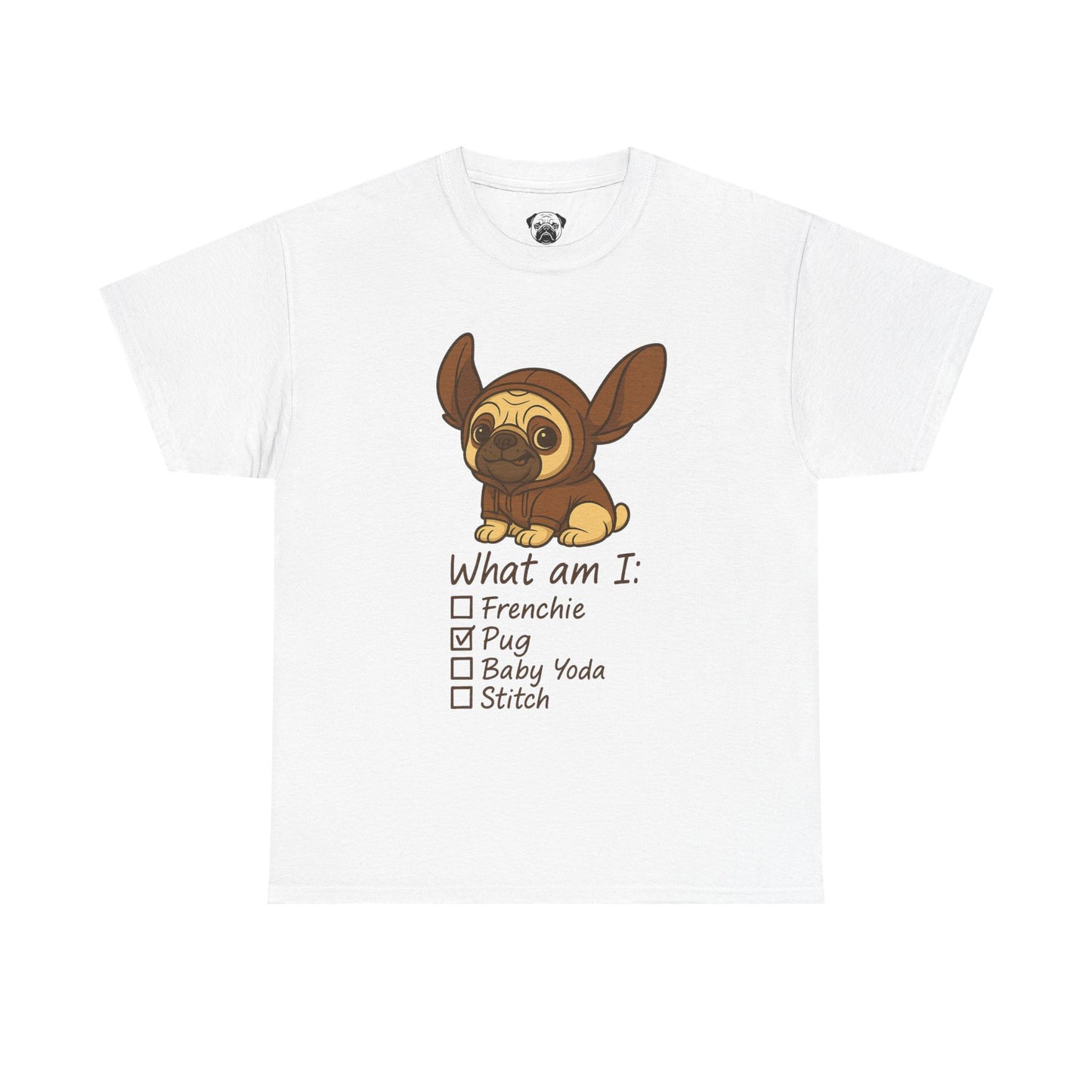 Pug Frenchie or Baby Yoda Tee, Casual Dog Lover's T-Shirt, Halloween Gift for Pet Owners, Funny Friendship Shirt, Unisex Cotton Tee