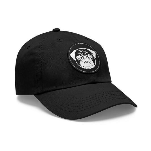 [Black] Unisex Poogs Hat with Leather Patch, Cute Pet Lover Cap, Gift for Dog Owners, Adjustable Baseball Cap, Fun Casual Headwear