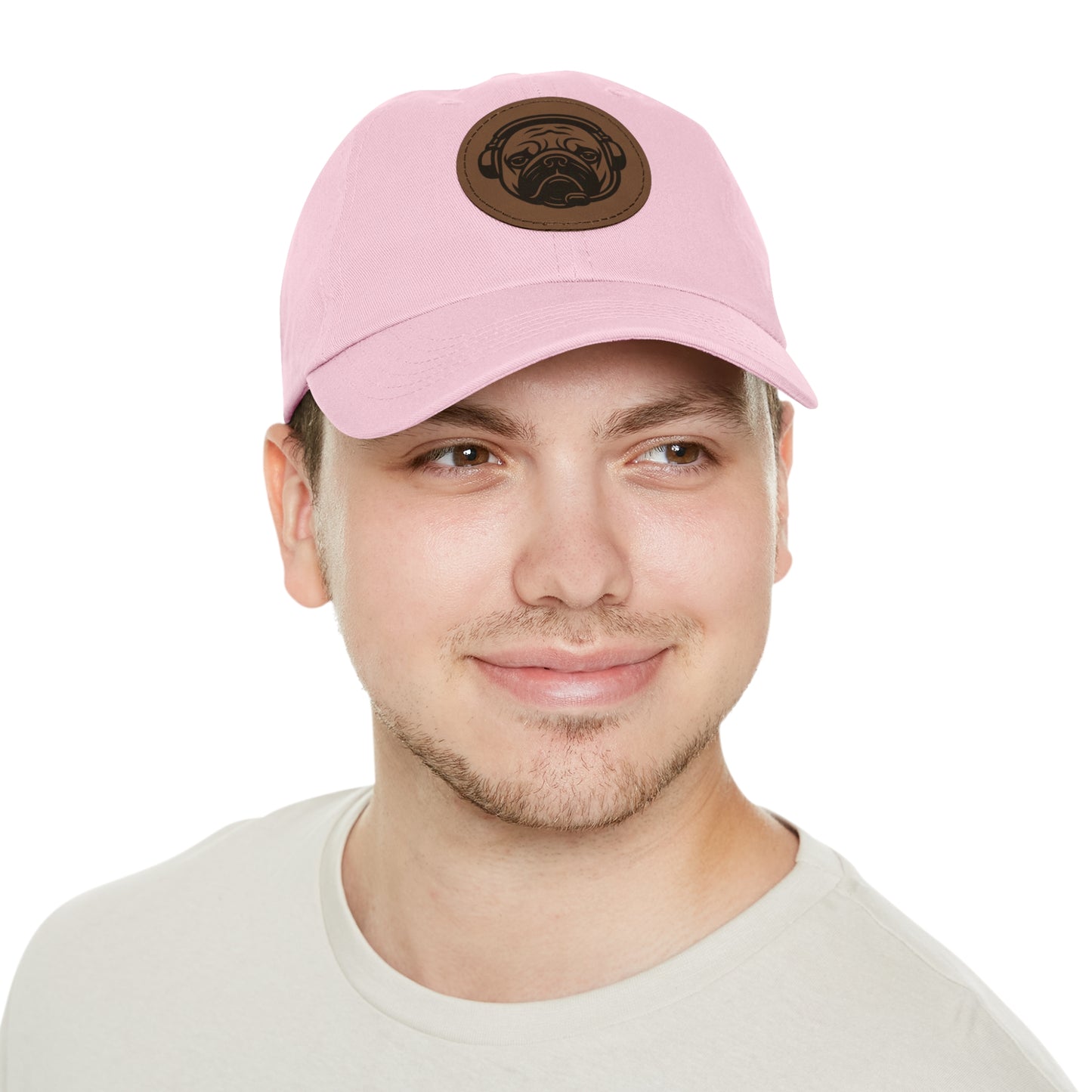 [Pink] Unisex Poogstek Hat with Leather Patch, Cute Pet Lover Cap, Gift for Dog Owners, Adjustable Baseball Cap, Fun Casual Headwear