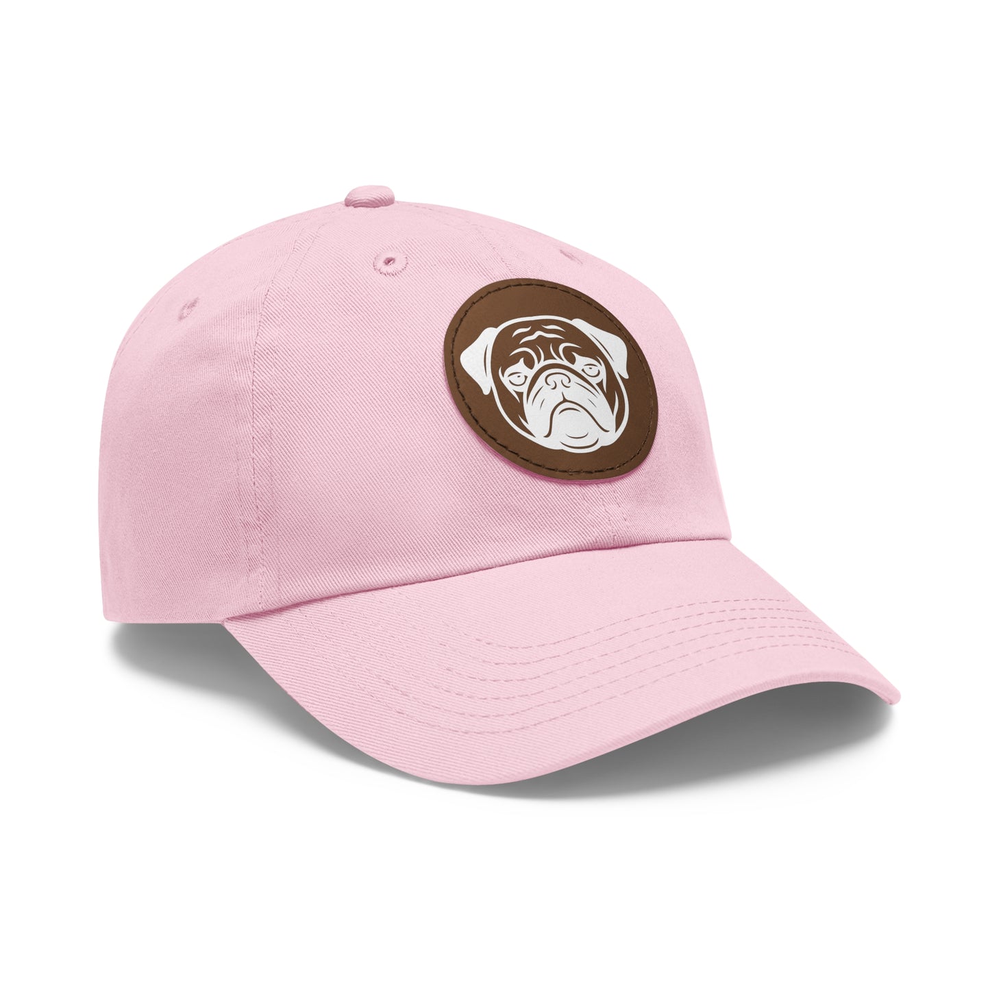 [Pink] Unisex Poogs Hat with Leather Patch, Cute Pet Lover Cap, Gift for Dog Owners, Adjustable Baseball Cap, Fun Casual Headwear