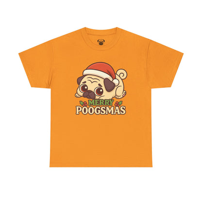 Cute Merry Poogsmas Pug Tee, Casual Dog Lover's T-Shirt, Christmas Gift for Pet Owners, Funny Friendship Shirt, Unisex Cotton Tee