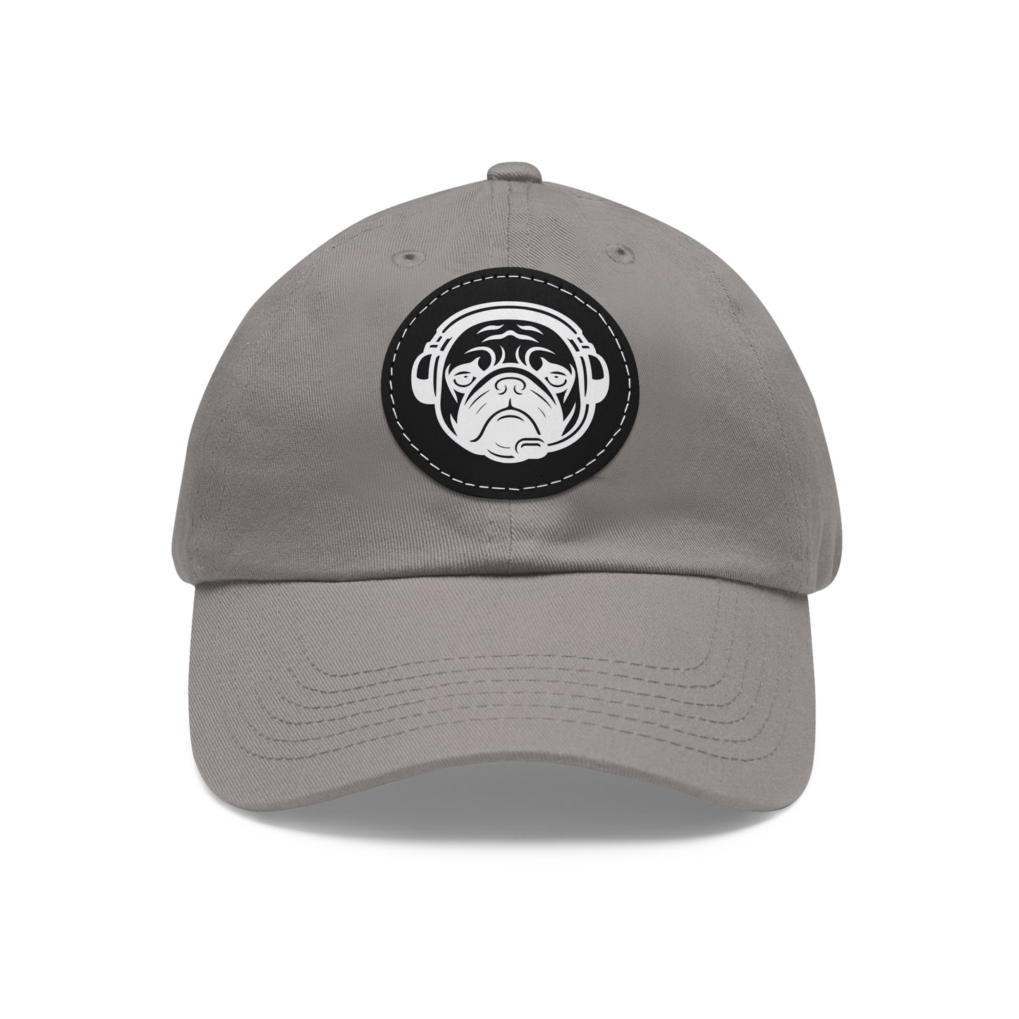 [Grey] Unisex Poogstek Hat with Leather Patch, Cute Pet Lover Cap, Gift for Dog Owners, Adjustable Baseball Cap, Fun Casual Headwear