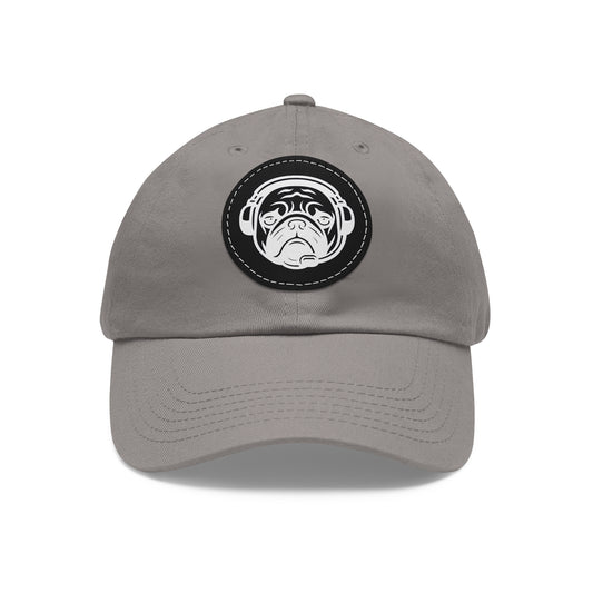 [Grey] Unisex Poogstek Hat with Leather Patch, Cute Pet Lover Cap, Gift for Dog Owners, Adjustable Baseball Cap, Fun Casual Headwear