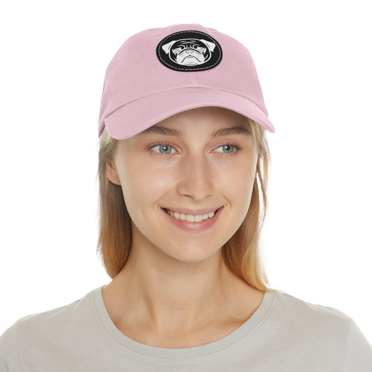 [Pink] Unisex Poogs Hat with Leather Patch, Cute Pet Lover Cap, Gift for Dog Owners, Adjustable Baseball Cap, Fun Casual Headwear