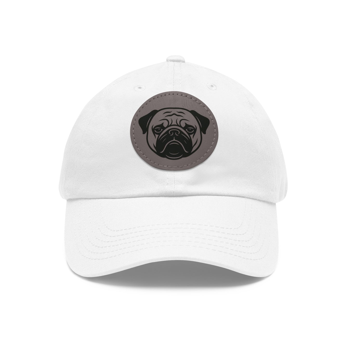 [White] Unisex Poogs Hat with Leather Patch, Cute Pet Lover Cap, Gift for Dog Owners, Adjustable Baseball Cap, Fun Casual Headwear