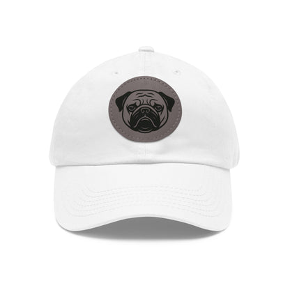 [White] Unisex Poogs Hat with Leather Patch, Cute Pet Lover Cap, Gift for Dog Owners, Adjustable Baseball Cap, Fun Casual Headwear