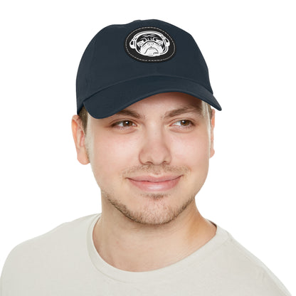 [Navy] Unisex Poogstek Hat with Leather Patch, Cute Pet Lover Cap, Gift for Dog Owners, Adjustable Baseball Cap, Fun Casual Headwear
