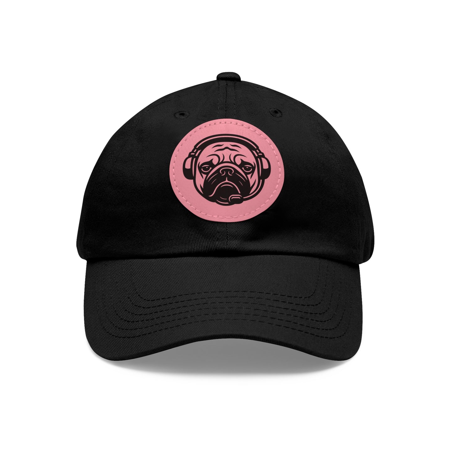 [Black] Unisex Poogstek Hat with Leather Patch, Cute Pet Lover Cap, Gift for Dog Owners, Adjustable Baseball Cap, Fun Casual Headwear