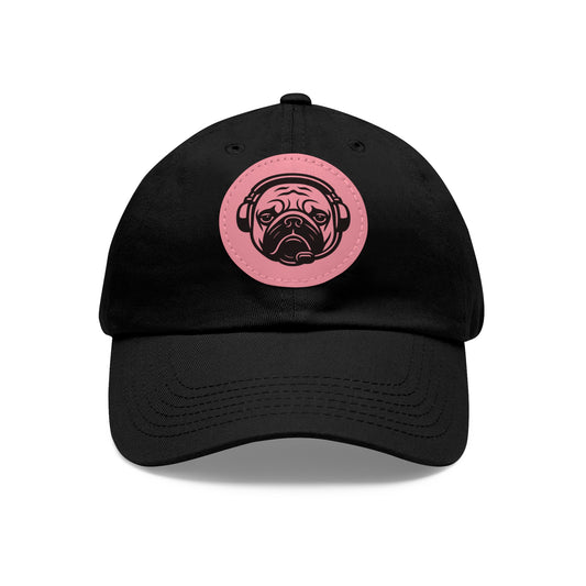 [Black] Unisex Poogstek Hat with Leather Patch, Cute Pet Lover Cap, Gift for Dog Owners, Adjustable Baseball Cap, Fun Casual Headwear