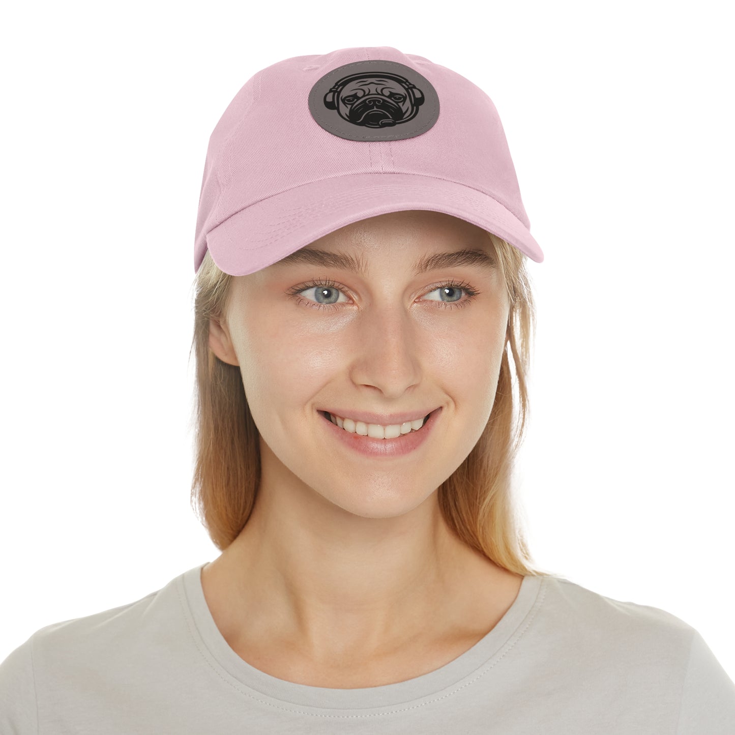 [Pink] Unisex Poogstek Hat with Leather Patch, Cute Pet Lover Cap, Gift for Dog Owners, Adjustable Baseball Cap, Fun Casual Headwear