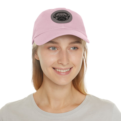 [Pink] Unisex Poogstek Hat with Leather Patch, Cute Pet Lover Cap, Gift for Dog Owners, Adjustable Baseball Cap, Fun Casual Headwear