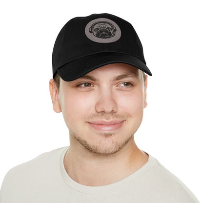 [Black] Unisex Poogstek Hat with Leather Patch, Cute Pet Lover Cap, Gift for Dog Owners, Adjustable Baseball Cap, Fun Casual Headwear