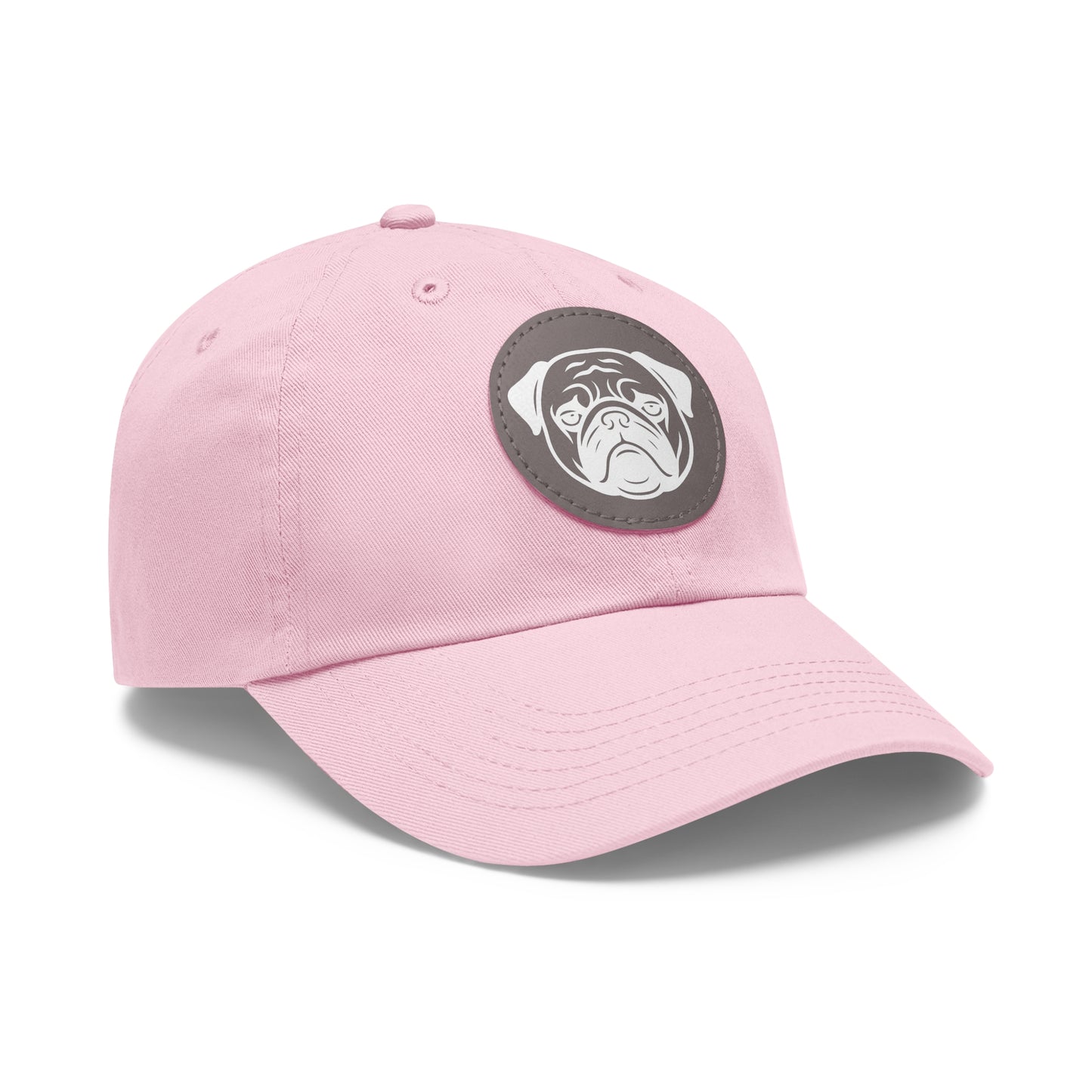 [Pink] Unisex Poogs Hat with Leather Patch, Cute Pet Lover Cap, Gift for Dog Owners, Adjustable Baseball Cap, Fun Casual Headwear