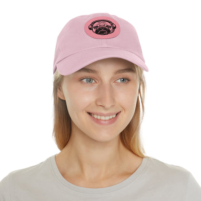 [Pink] Unisex Poogstek Hat with Leather Patch, Cute Pet Lover Cap, Gift for Dog Owners, Adjustable Baseball Cap, Fun Casual Headwear