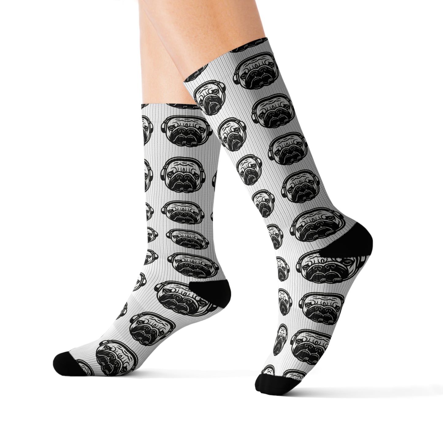 [White] Poogstek Whimsical Sublimation Socks, Cozy Gift for Friends, Fun Fashion Accessory, Everyday Wear, Unique Patterned Socks