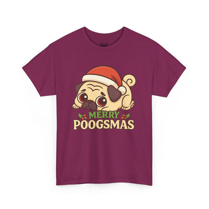 Cute Merry Poogsmas Pug Tee, Casual Dog Lover's T-Shirt, Christmas Gift for Pet Owners, Funny Friendship Shirt, Unisex Cotton Tee