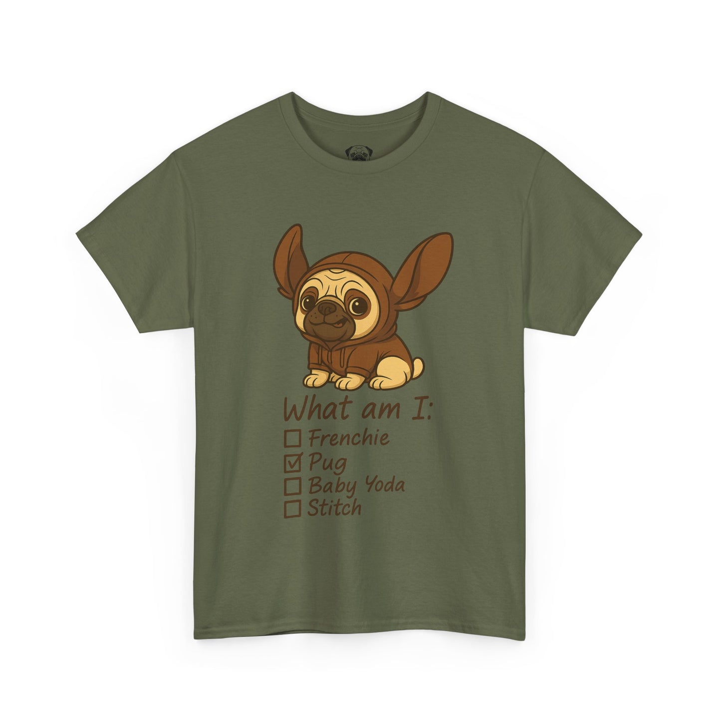 Pug Frenchie or Baby Yoda Tee, Casual Dog Lover's T-Shirt, Halloween Gift for Pet Owners, Funny Friendship Shirt, Unisex Cotton Tee