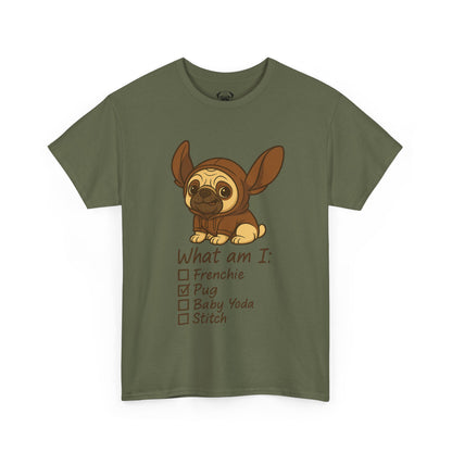 Pug Frenchie or Baby Yoda Tee, Casual Dog Lover's T-Shirt, Halloween Gift for Pet Owners, Funny Friendship Shirt, Unisex Cotton Tee