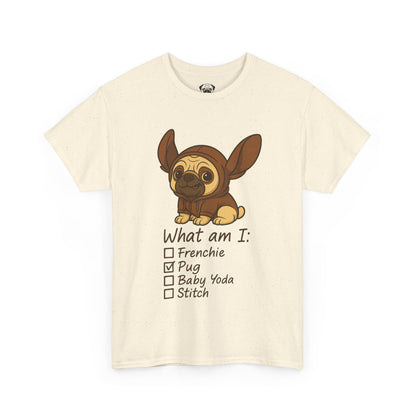 Pug Frenchie or Baby Yoda Tee, Casual Dog Lover's T-Shirt, Halloween Gift for Pet Owners, Funny Friendship Shirt, Unisex Cotton Tee