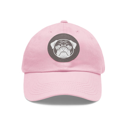 [Pink] Unisex Poogs Hat with Leather Patch, Cute Pet Lover Cap, Gift for Dog Owners, Adjustable Baseball Cap, Fun Casual Headwear