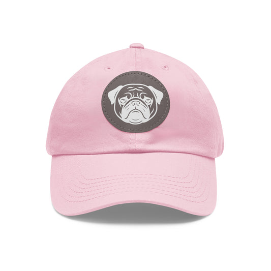 [Pink] Unisex Poogs Hat with Leather Patch, Cute Pet Lover Cap, Gift for Dog Owners, Adjustable Baseball Cap, Fun Casual Headwear