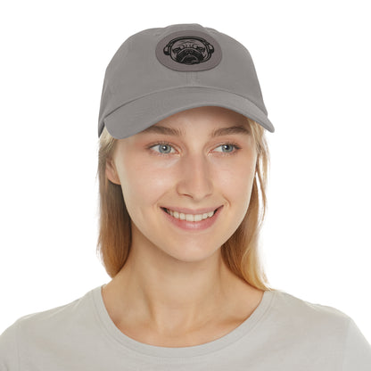 [Grey] Unisex Poogstek Hat with Leather Patch, Cute Pet Lover Cap, Gift for Dog Owners, Adjustable Baseball Cap, Fun Casual Headwear