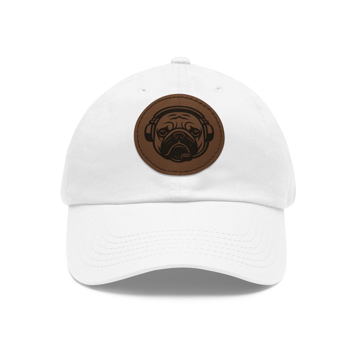 [White] Unisex Poogstek Hat with Leather Patch, Cute Pet Lover Cap, Gift for Dog Owners, Adjustable Baseball Cap, Fun Casual Headwear