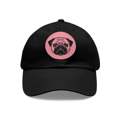 [Black] Unisex Poogs Hat with Leather Patch, Cute Pet Lover Cap, Gift for Dog Owners, Adjustable Baseball Cap, Fun Casual Headwear