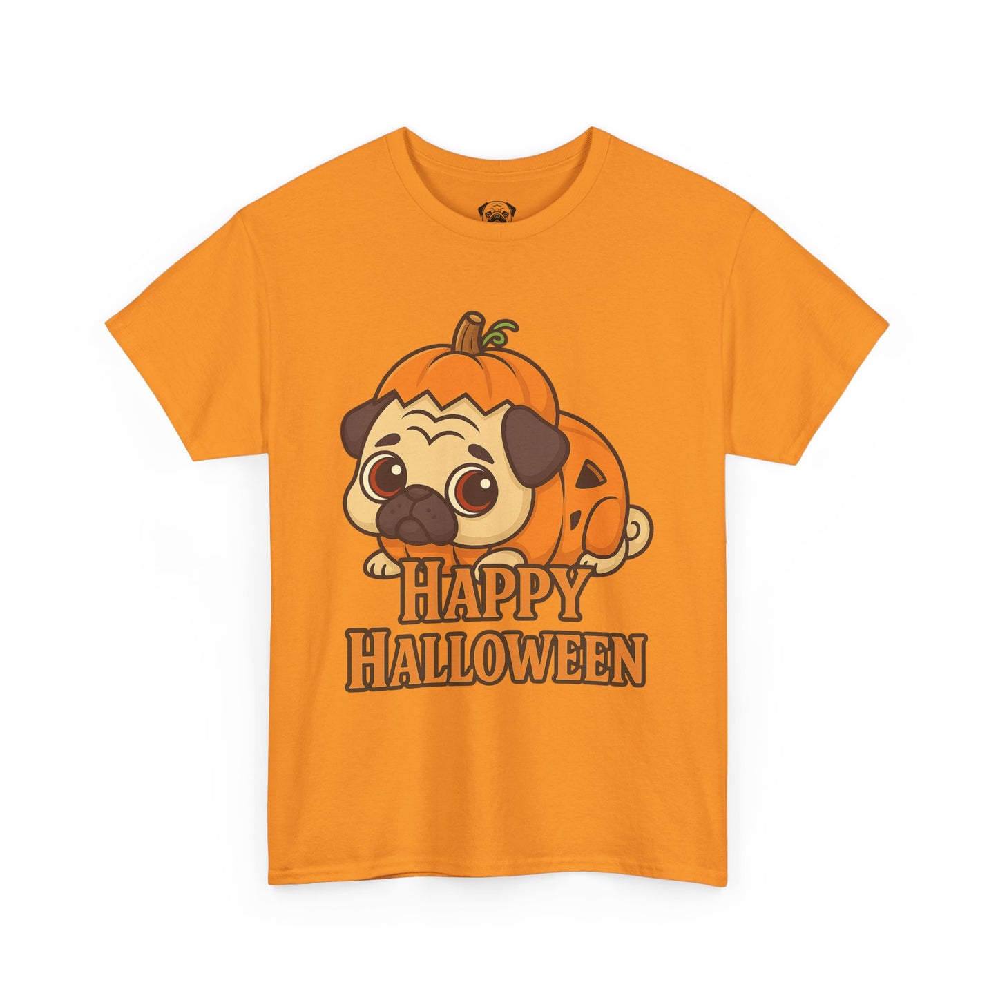 Cute Halloween Pumpkin Pug Tee, Casual Dog Lover's T-Shirt, Halloween Gift for Pet Owners, Funny Friendship Shirt, Unisex Cotton Tee