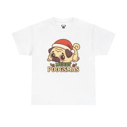 Cute Merry Poogsmas Pug Tee, Casual Dog Lover's T-Shirt, Christmas Gift for Pet Owners, Funny Friendship Shirt, Unisex Cotton Tee