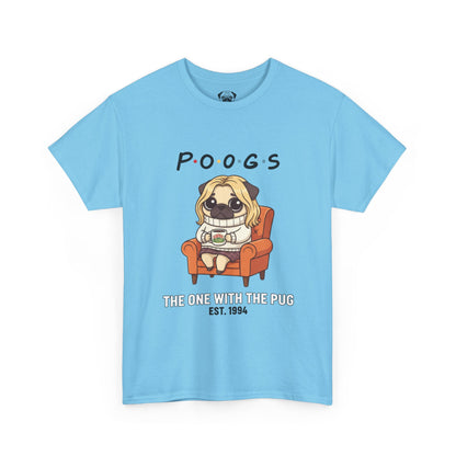 Cute Friends Poogs The One with The Pug Rachel Tee, Casual Dog Lover's T-Shirt, Gift for Pet Owners, Funny Friendship Shirt, Unisex Cotton Tee